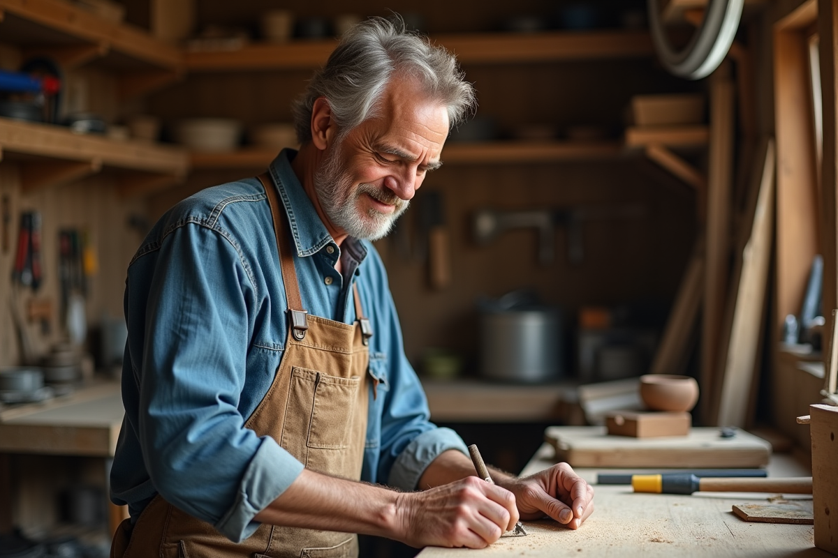 Artisan en bois dans un atelier traditionnel