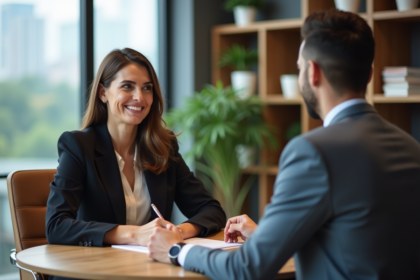 Femme en coaching professionnel en bureau moderne