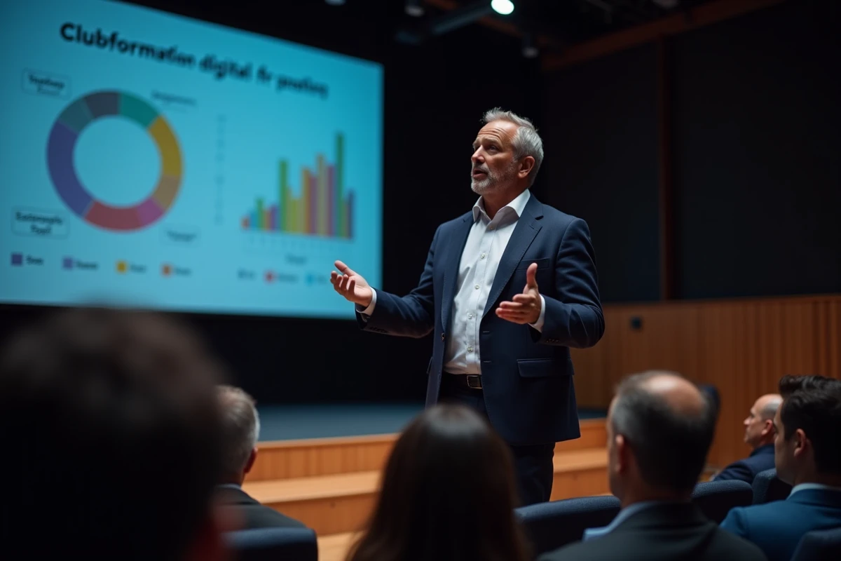 Conférencier professionnel présentant lors de l'événement Clubformationdigital.fr à Paris