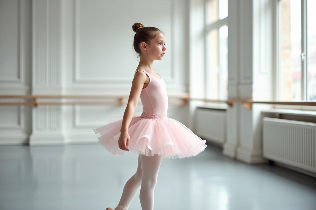 Jeune danseuse classique en pointes pratiquant la danse ballet dans une académie de danse à Lille
