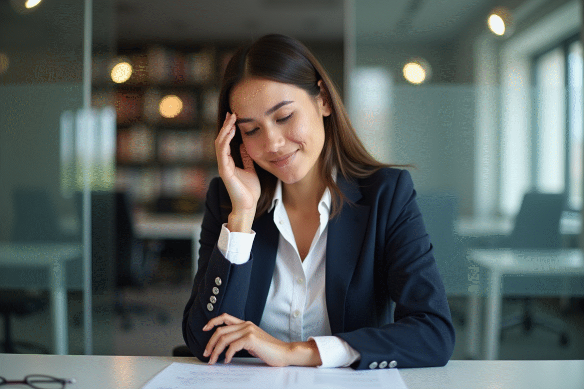 Femme concentrée au bureau dans un espace moderne