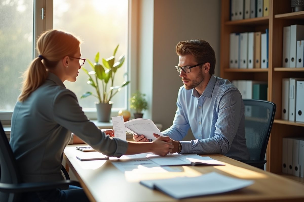 Formateur seul travaillant sur ses documents en bureau