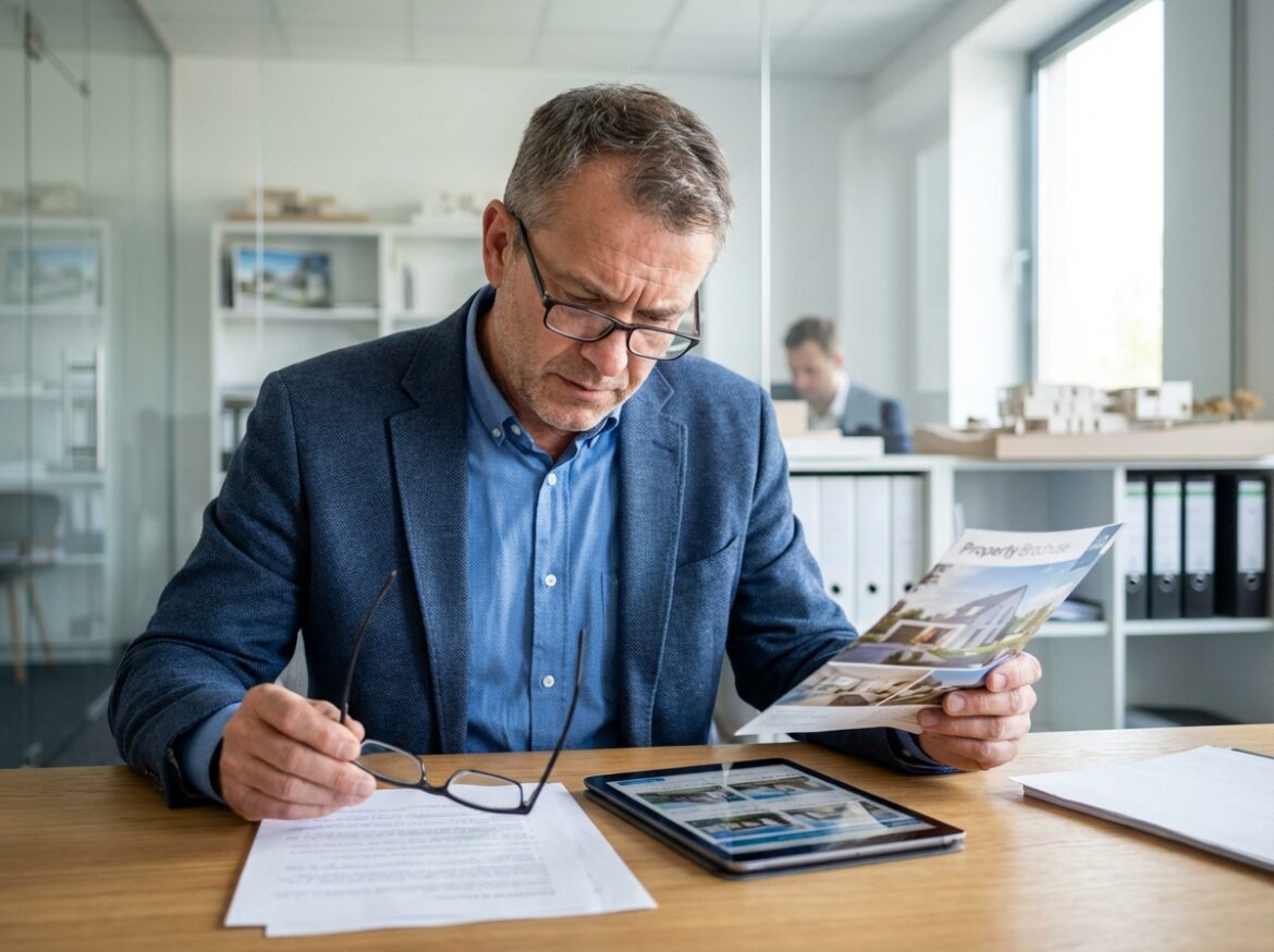 Homme d'affaires en réunion immobiliere dans un bureau moderne