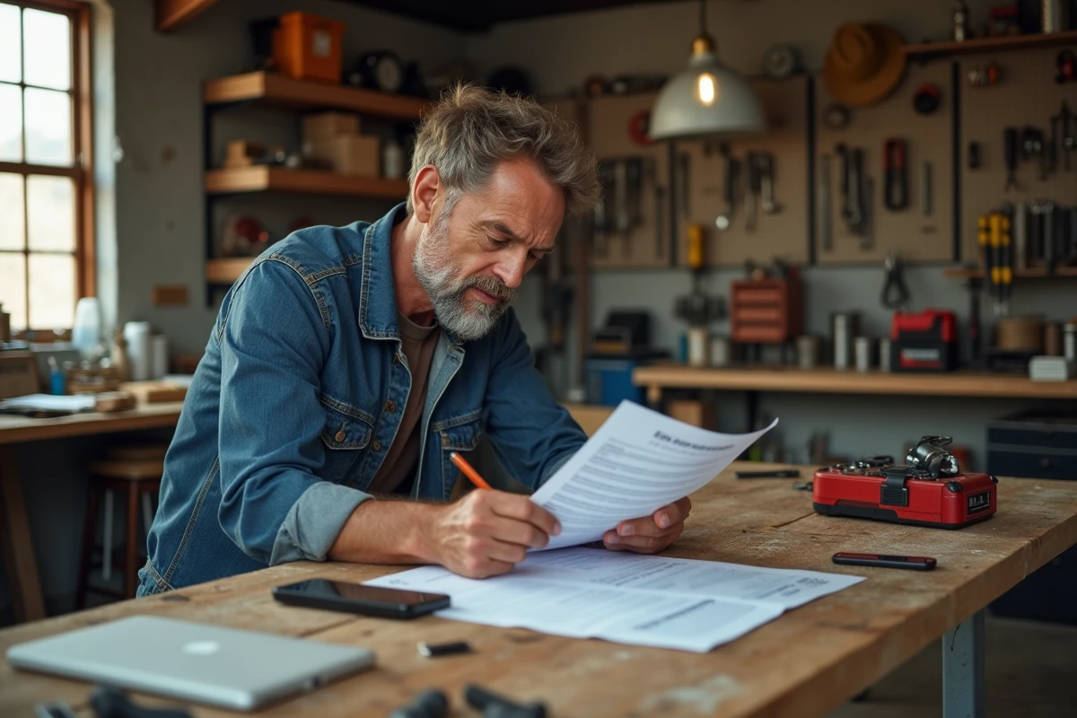 Homme vérifiant une facture de formation dans un atelier