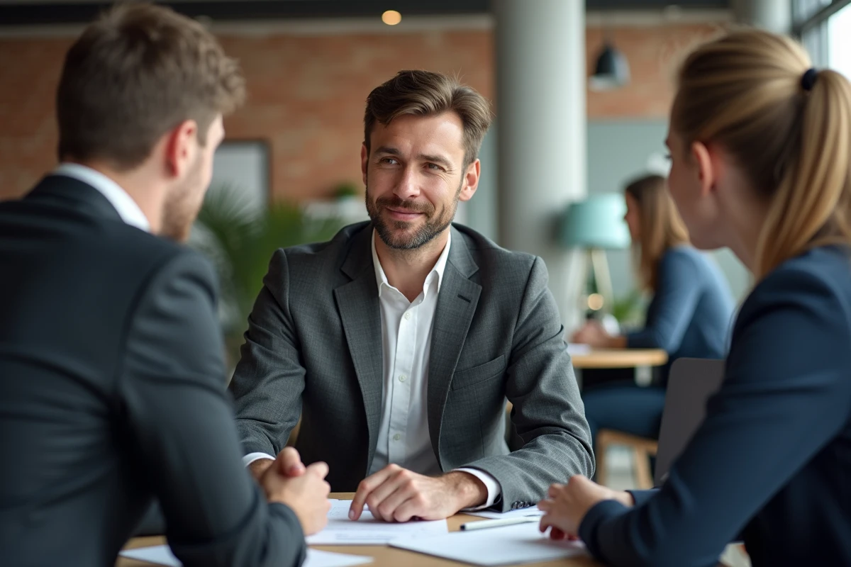 Manager homme en session de coaching individuel avec un collaborateur dans un espace de travail ouvert moderne